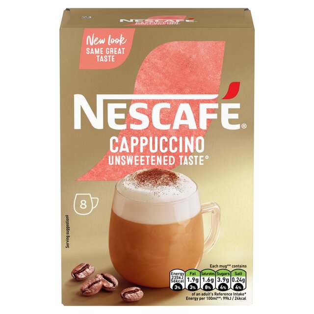 Cappuccino de oro nescafe Café instantáneo sin azúcar 8 bolsas 113.6g