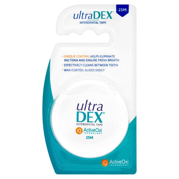 Cinta interdental con recubrimiento antibacteriano ultradex 25m