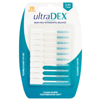 Cepillo interdental sin alambre Ultradex pequeño/mediano 20 por paquete