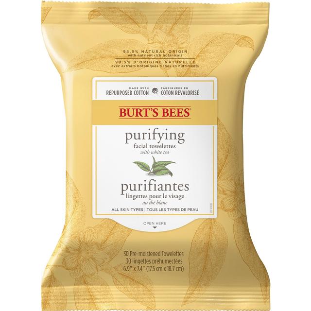 Burt's Bees Fasial Nettoying Wipes avec Extrait de thé blanc 30 par paquet