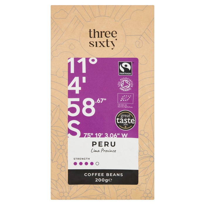 Threesixty Fairtrade Bio -Peru Lima Provinz Kaffeebohnen 200g