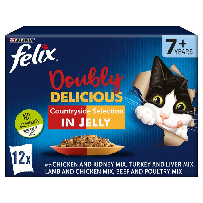 Felix tan bueno como se ve doblemente deliciosa carne de comida para gatos senior 12 x 100g