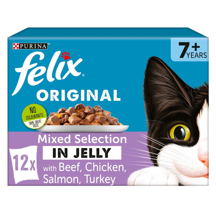 Felix Senior Cat Food mezclada en gelatina 12 x 100g