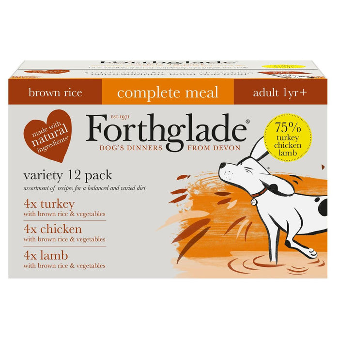 Forthglade Complete Adult Multicase Turkey Lamb & Chicken Wet Dog Food 12 x 395g