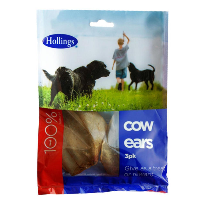 Hollings Cow Ears Dog golds 3 por paquete